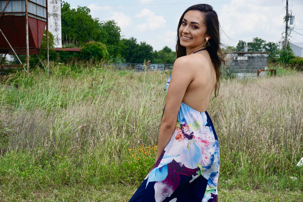 Navy Floral Dress