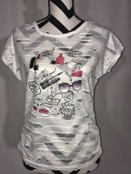 White Distressed Tee