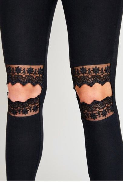 Lace Cut-Out Leggings