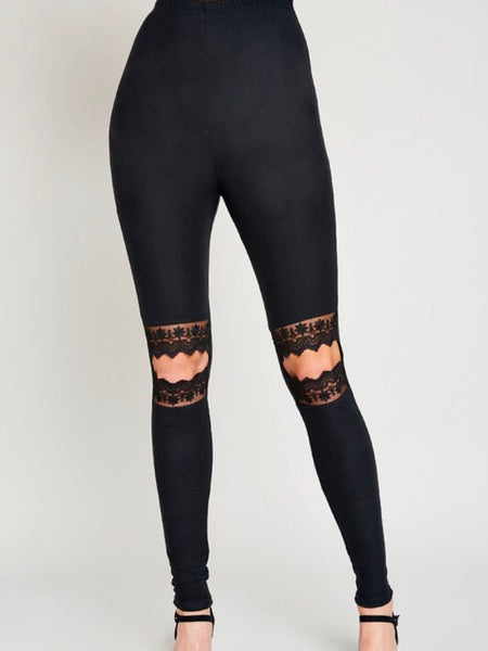 Lace Cut-Out Leggings