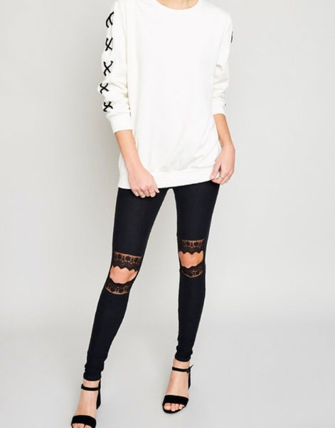 Lace Cut-Out Leggings