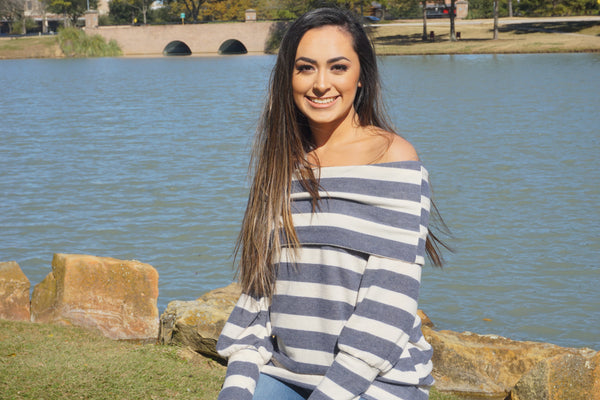 Striped Off Shoulder Sweater