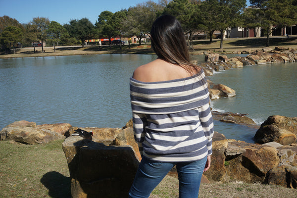 Striped Off Shoulder Sweater