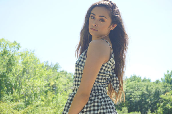 Plaid Black & White Tie back Dress