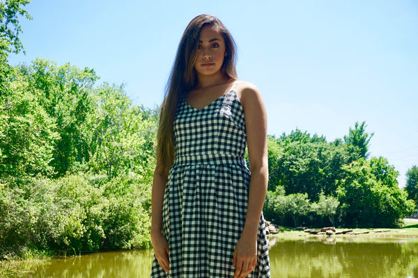 Plaid Black & White Tie back Dress