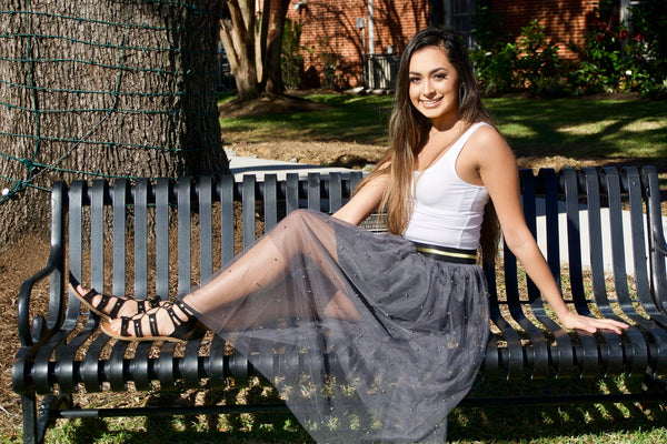 Tulle Skirt with Gold Beads