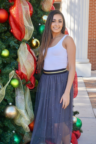 Tulle Skirt with Gold Beads