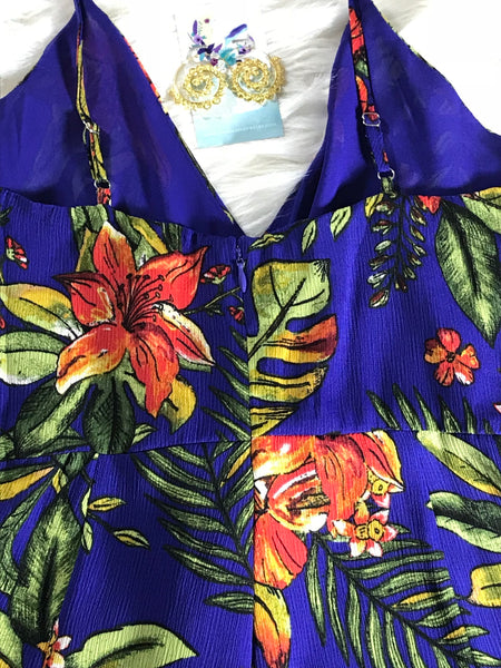 Cobalt Blue Tie Front Romper